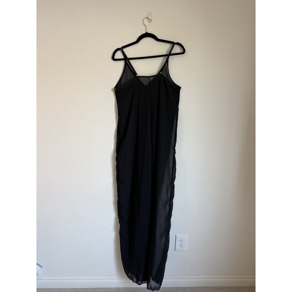 Womens Sheer Black Mesh Wide Leg Spaghetti Strap Jumpsuit Romper Festival Fall - Picture 5 of 7